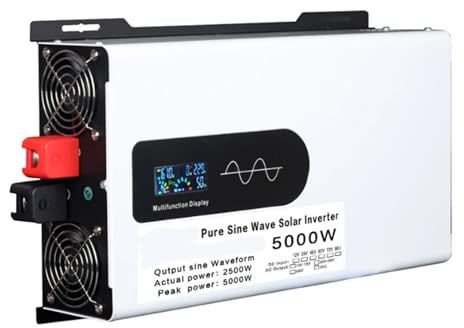 Convertitore di Tensione da 12 V a 220 V, Onda sinusoidale Pura a Basso Rumore, convertitore di Tensione da 5000 W DC 12 V 24 V 48 V 60 V 72 V a 110 V 220 V con Display LCD e Prese CA per us