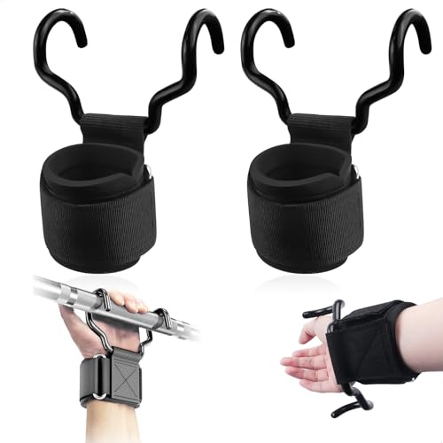 Dragstöd styrketräningskrok, armhävstång lyftups greppkrok för handledsskydd, fitnesslyftremmar för bodybuilding, professionell draghjälp, krokar, styrketräning för kvinnor män, 2 stycken