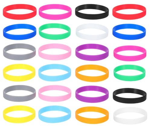 Parliky 24 St Flerfärgade Silikonarmband i Mjuka och Bekväma Återanvändbara för Festligheter Utomhusevenemang och Konserter Passar Pojkar och Fester