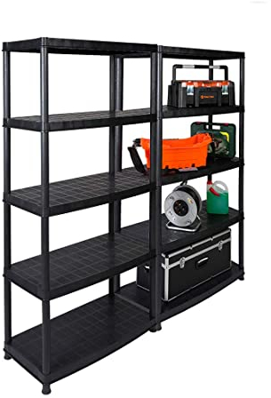 2 Stück XL Schwerlastregale, Lagerregale mit dem Maß von jeweils 85 x 40 x 185 in Schwarz. Beide Regale teilbar: Aus 2 Regalen mach 4 Regale! SGS TÜV geprüfte Qualität