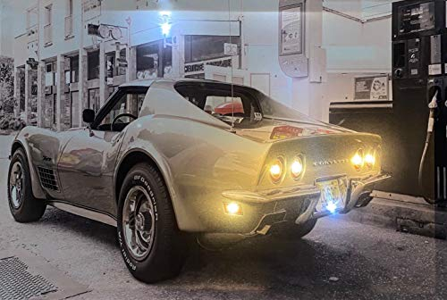 Samarkand - Lights LED-Bild mit Beleuchtung LED- Bilder Leinwandbild 65 x 45 cm Leuchtbild US CAR/OLDTIMER Wandbild