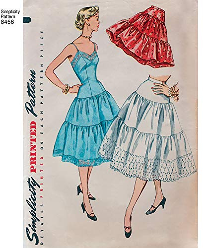 Simplicity 8456Mönster 8456 vintage underkjol för kvinnor och halkfri, papper, vit, R5 (14-16-18-20-22)
