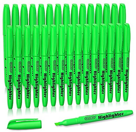 Shuttle Art Highlighters, 30 Pack Green Highlighters Bright Colours, Chisel Tip Dry-Quickly Non-Toxic Highlighter Markers for Adults Kids Highlighting in Home School Office