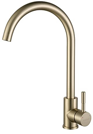 KINSE Kitchen Mixer Tap, 360° Swivel Kitchen Sink Faucet, Stainless Steel, Single-Handle, Gold