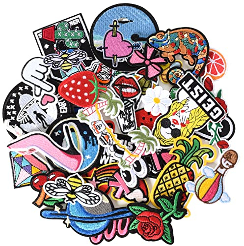 GYGYL 42 Stück bestickte Aufnäher zum Aufbügeln, zum Aufnähen oder Aufbügeln für Jacken, Jeans, Hosen, Rucksäcke, Kleidung