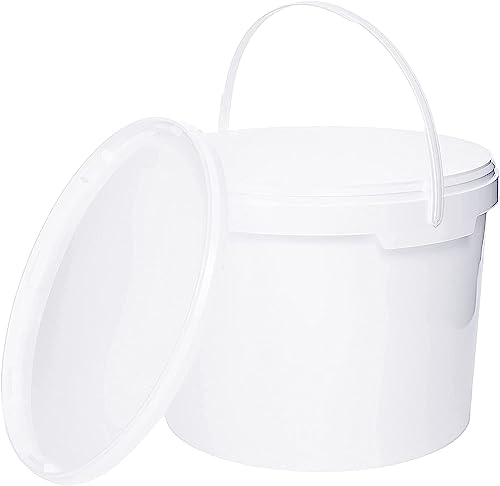 BenBow Eimer mit Deckel 10x 10l weiß - lebensmittelecht, stabil, luftdicht, auslaufsicher, geruchsneutral - Aufbewahrungsbehälter aus Kunststoff, mit Griff - leer, 10 Stück je 10 Liter