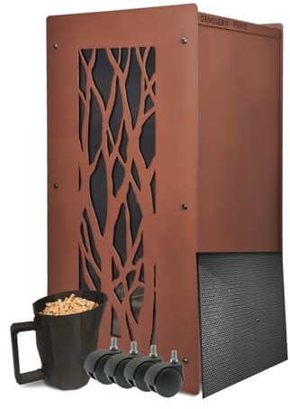 GranuleBox - Organizzatore per pellet di legno design - Prodotto in Francia - Garanzia 5 anni - Acciaio termolaccato - Ideale per stufa a pellet - modello Albero - finitura Ossi - (Capacità di 55kg)