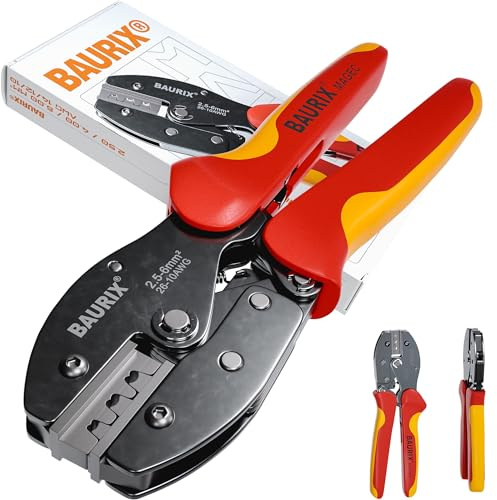 BAURIX® Pince à sertir MC4 [2,5-6mm²] I Pince à sertir solaire pour câbles PV MC4, connecteurs solaires MC4, câbles solaires, connecteurs solaires PV, connecteurs Y I Outil MC4