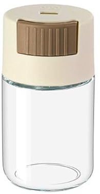 Fairnull Clear Salt Shaker Moisture-Proof Salt Shaker Glass Salt Shaker with Moisture Resistant Seal Easy Refill Transparent Design Food Grade Seasoning Jar Beige