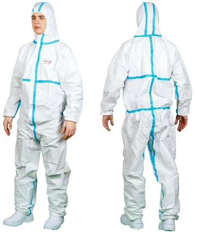 Oxyline Schutzanzug OxyChem C310 - Hochwertig, Antistatisch, Chemikalienresistent, biologische Gefahren, Infektionen (XL)