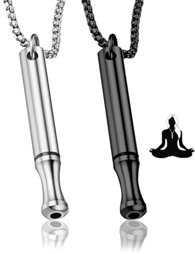 2 Stück Rauchentwöhnung Hilfsmittel,Rauchen Aufhören v2 Halskette Rauchfrei Original mit Kette Atemkette Edelstahl Widerstand Breathlace Necklace Quit Rauch,für Stop Angststörung Meditations Atemubung