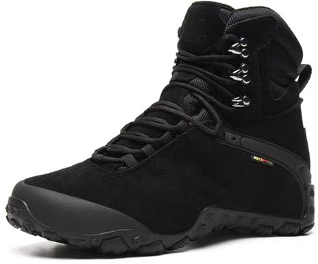 SANANG Bottes de randonnée Hommes Femmes Chaussures de montagne imperméables Cuir de vache Sable Noir Haute Outdoor Tactique Armée Escalade Trekking