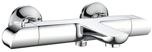 OMEKNTOP Mitigeur Baignoire Thermostatique Chrome, Mitigeur Thermostatique Bain Douche avec Bouton de Sécurité à 38℃, Robinet pour Baignoire avec Anti-BrûLure Fonctions