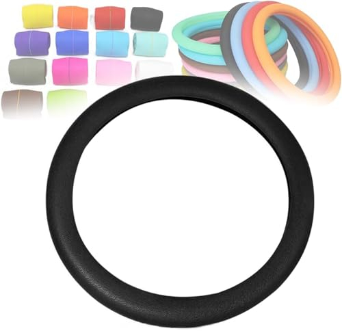 ZZYUEBING - Coprivolante in silicone antiscivolo, protezione universale ultra sottile per il volante dell’auto, nero