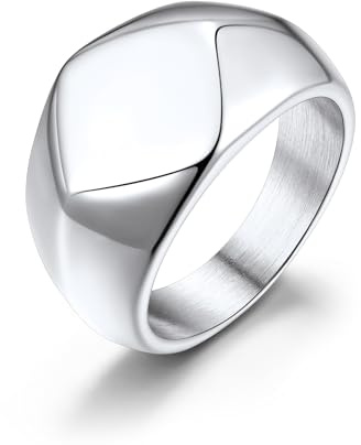GoldChic Anello Uomo Acciaio Anello Sigillo Rombo Uomo Anello Acciaio Uomo Misura 14,5 Regalo per Uomo Padre Ragazzo Anello Uomo Acciaio Inossidabile
