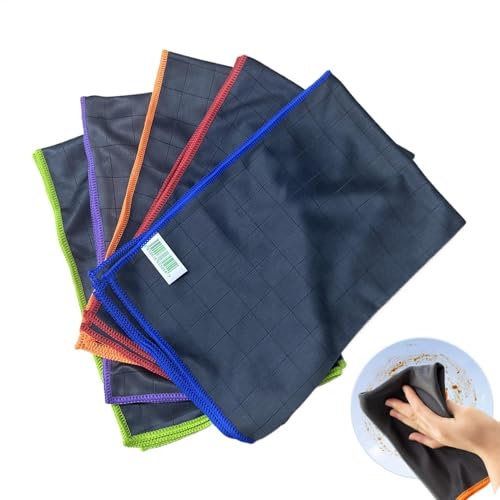 Rags di piatti, tessuti per lavare i piatti - 5x assicoli per piatti per il lavaggio e piastre | Asciugamani assorbenti morbidi, stracci per la pulizia in microfibra per il lavaggio 'asciugatura
