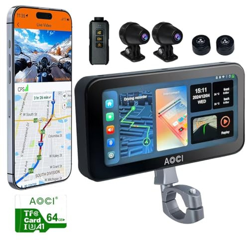 C6 PRO Motorcycle Dash Cam Front and Rear, Motorcycle CarPlay, 4K 1080P Dual Dash Motorbike Camera for Apple CarPlay and Android Auto, GPS & Emergency Lock, 140° Wide Angle, IP67 Waterproof