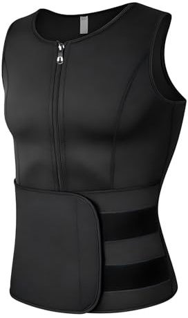 Lengender - Gilet da Sauna Uomo in Neoprene per Dimagrimento, Cintura da Sudorazione Fitness Sportiva, Canottiera, Nero , L