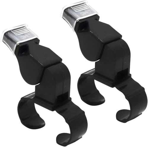 2 PCS Handheld Whistle, Finger Grip Sport Referee Whistle, Reusable Referee Whistle, Plastic Sports Whistles, Loud Crisp Sound Whistle Tooth Guard Referee Whistle for Training and Outdoor Camping