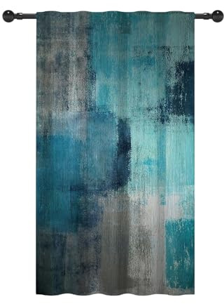 YONGFOTO 107x160cm Cortinas abstractas con Bolsillo para Varilla Ombre Pintura al óleo Arte estético Moderno Filtración de luz Pestaña Trasera Cortinas para Dormitorio Infantil Cortina para Puerta
