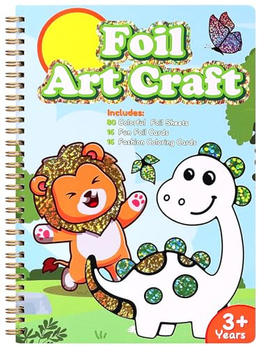Cofvetia Kit de Diario de Bricolaje, Manualidades Infantiles con Foil, Creativo Kit Manualidades Niños, Regalos de Diario para Niñas de 3~8 Años, Set Scrapbooking para Niños (Estilo Dinosaurio)