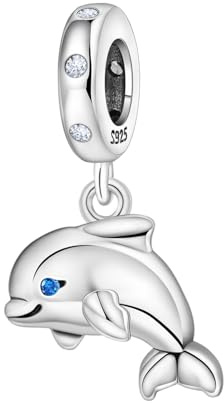 NUJIFFY Ciondoli di animali carini Ciondolo di ciondoli in argento sterling 925 per bracciale Ciondoli di orsi per regalo di gioielli da donna (Delfino Bead Charms)