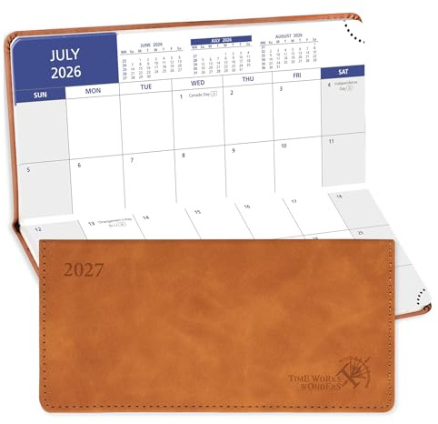 POPRUN Agenda mensual de bolsillo 2026-2027, tamaño delgado de 8,26 x 17,15 cm (JUL 26-DIC 27), calendario de bolsillo de 18 meses para bolso, planificador mensual pequeño académico con tapa blanda de