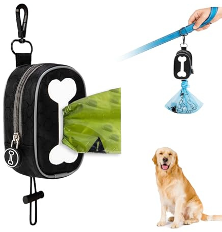 LUHOCIY Distributeur Sac a Crottes Chien, Sac a Crottes Chien Distributeur, Distributeur de Sacs à Déjections Canines, Compatible Avec Toutes les Laisses, Adapté pour Promener le Chien