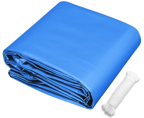 Vattentät Presenning 320 x 820 cm UV Och Regnskydd Tältpresenning Belagd På Båda Sidor för Camping, Växthus, Bilar, Uteplats Och Paviljong, Blå
