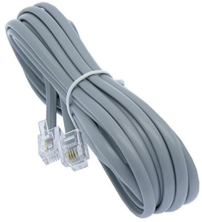 Corporate Computer 25ft Heavy Duty RJ11 / RJ14 Silver Satin 4 Conductor Reverse Wired Telephone Line Cord by Corpco