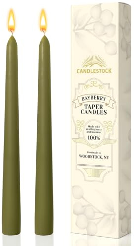 Candlestock Coppia di candele a cono Bayberry, 20,3 cm, pura miscela di cera d'api americana, 100% cera d'api americana, antigoccia