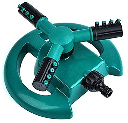 TOPWAYS® Garten Sprinkler System, Verstellbarer Sprinklerkopf Rasensprenger, 360 Grad 3-Arm drehender Wasser Sprenger, Bewässerungs Basisanlage Bewässerungs Garten Versorgungsmaterialien