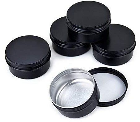 6Pcs 100ml/3.4oz Black Round Aluminium Tin Cans with Screw Lid Empty Metal Storage Tin Jars Cosmetic Sample Containers Travel Tin Cans for Lip Balm Cream Tea Spices Crafts Jewelry
