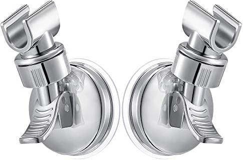 Adjustable Shower Head Holder - Suction Cup Wall Mount Bracket, ABS Removable Handheld Wand Holder, Silver (2 Pack)