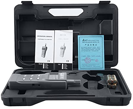 RaeSung AZ77535 Detector de dióxido de carbono de mano CO2/RH/Medidor de temperatura AZ-77535 Función de detector de dióxido de carbono con una alarma de temperatura y humedad de punto de rocío RS232