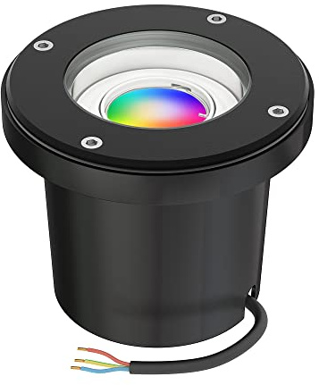 ledscom.de Luminaire encastré dans le sol BOFU pour l'extérieur, IP67, orientable, noir, rond, 150mm Ø, y compris Smart Home RGBW GU10 lampe LED 473lm