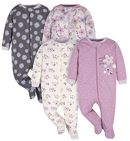 Gerber bebisar - flickor 4 Pack Sleep 'N Play Footie Baby och småbarn sover (4-pack)