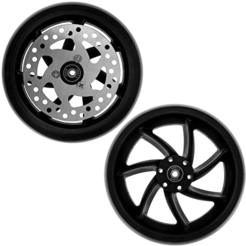 2 Stück Mach1 190x40mm (200x40mm) Big Wheel Kickscooter Rollen-Set mit Bremsscheibe inklusive Kugellager + Spacer - Cityroller Ersatz Reifen