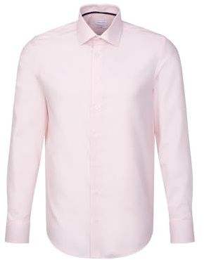 Seidensticker Camisa de Manga Larga para Hombre, Corte Ajustado, Rosa Claro, 42 EU, Rosa Claro, 44