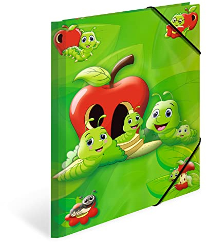 HERMA Portfolio Folder A4 Apple Green, Cardboard Corner Folder with Nursery Motif, Elastic Band, Inner Flaps and Inner Print for Boys, Girls and Children