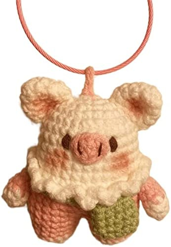 TATSEN Bag Pendant Pendant Handmade Wool Finished Zodiac Pig Key Chain Bag Crochet Gift