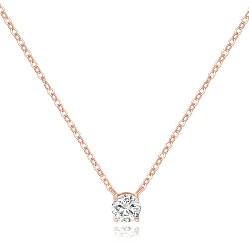 Cosie Lily Femme Collier 925 Argent Sterling 14K Plaqué Or/Plaqué Or Rose/925 Argent Bijoux Cadeau pour Femmes Noël Anniversaire Saint - Valentin Jour de la Mère