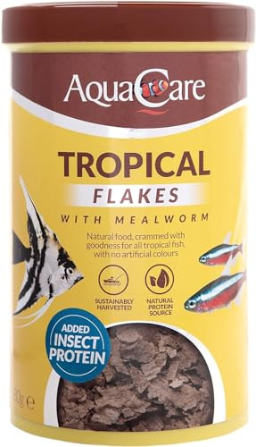 AquaCare Tropical Fish Food Flakes Complete and Varied Food for All Tropical Fish (180g)