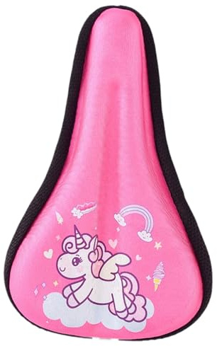 Ronyme Kids Gel Bike Seat Cushion Cover Padded Seat Cover Kids Bike Seat Cover with Rain Cover Comfortable Saddle Cover for Girls Boys Child Cycing, Pink, M
