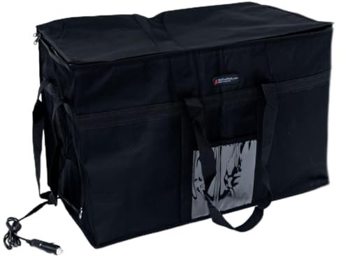 Heated Insulated Food Delivery Bag, XL Pizza Delivery Bags for Hot and cold Food,Commercial, Large Capacity Reusable Warming Bag, Black Delivery Bag+ Heating Bag, 23x14)