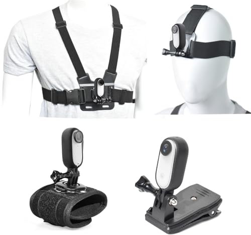 Fotoleey Kamera-Zubehör-Kit, Brustmontage + Rucksackmontage + Handgelenksmontage + Kopfmontage, kompatibel mit Insta360 GO 3S, GO 3