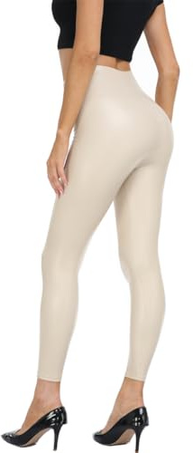 North Bund Leggings de piel sintética para mujer, cintura alta, termoleggins de piel sintética, leggings, pantalones de PU, pantalones sexys de cuero, medias, elásticos, látex, treggins ajustados