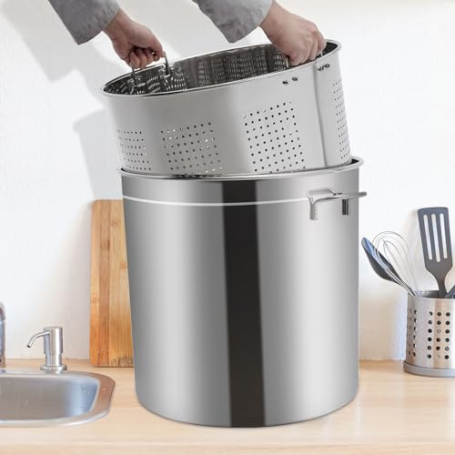 Olla para espaguetis con colador, 50 cm, olla de acero inoxidable de alta calidad, 50 L, acero inoxidable