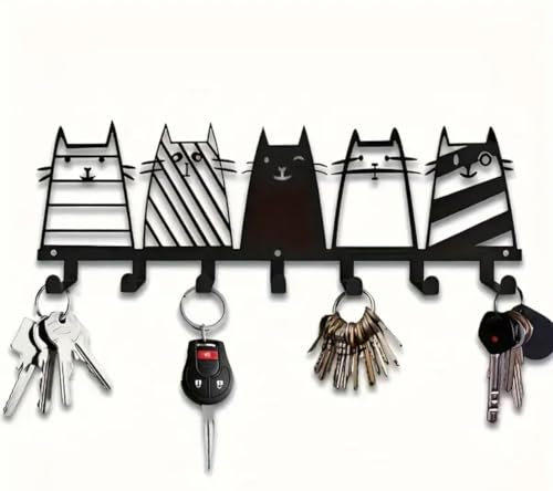 Metal Cat Key Hooks, Cat Gift