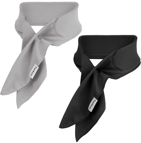 TopAcsy cooling neck wraps, neck coolers for hot weather, cooling headbands for men women, Long-lasting cooling gel and Self-cooling fabrics for 360° cold compress, 2 packs (Gray+Black)